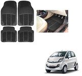 Auto Addict Rubber Mats Car Foot Mats (Black,Set of 4Pcs) for Tata Nano