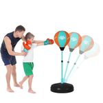 Coo11 90-120 CM Punching Bag Boxing Gloves Adjustable with Stand Set Toy Boys & Girls Freestanding Punch Juniors Kids, Stand Inflatable Youth Fitness Exercise Toy Gifts for Kids Age 3-10 Years Old