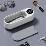 Ultrasonic Digital Display Cleaning Machine - Jewelry Makeup Brushes Glasses Shaver Cleaning Machine, 300ml Capacity, Wireless Charging Portable Cleaner - White