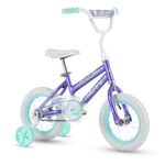 Huffy Illuminate 12” Girl’s Bike with Removable Training Wheels, Amethyst Purple Frame with Butterfly Graphics, Chain Guard, White Tires and Teal Rims