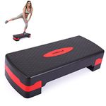 JAXPETY New 27'' Fitness Aerobic Step Adjust 4" - 6" Exercise Stepper w/Risers Home Gym (Black&Red)