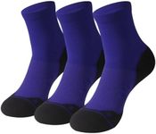 HUSO Running Socks Support Stylish Quick Wicking Half Cushion Ankle Padded Socks for Men Women 3 Pairs (Royal Blue, L/XL)