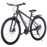 TRIOBLADE 24/26/27.5/29 Inch Mountain Bike 21 Speeds Bike 17.5 Inch Lightweight Aluminium Frame Bicycle for Adult Men Women, Lockout Suspension Fork, Dual Disc Brake (26inch, Grey)