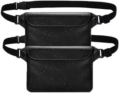 Waterproof Bag, Pack of 2 Waterproof Bags with Adjustable Waist Belt, Bum Bag, Black Waterproof Mobile Phone Case Underwater for Swimming, Rafting, Kayaking, Boating, Camping, Hiking, Fishing, Black