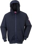 Portwest FR Zip Front Hooded Sweatshirt, Color: Navy, Size: M, FR81NARM