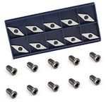 YUFUTOL Diamond shape Carbide Replacement Insert Cutter Planer Knives with Radius Point, Pack of 10 with 10pcs M49mm Screws,ideal for DIY Wood Lathe Turning Detailer Tools Kit or Woodworking Machine