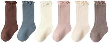 VWU Baby Crew Socks with Grips Unisex Toddler Infant Kids Cotton tube Socks 0-5 Years, 6 Lace (Ultra Soft), 6-18 Months