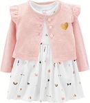 Carter's Baby Girls Bodysuit Dress + Heathered Cardigan (9M)