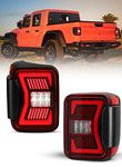 Nixon Offroad LED Tail Lights for 2019 2020 2021 JEEP Gladiator JT, High Intensity Led Taillights Assembly w/ 4D Clear Lens DRL, Brake and Reverse Lights, Sequential Turn Signal Lamps (Red Lens)