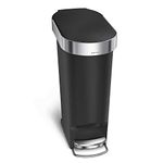 simplehuman CW1390 40L Slim Kitchen Pedal Bin with Liner Rim, Silent Soft Close Lid, Black Plastic, W 51.30cm x H 61.50cm x D 26.00cm