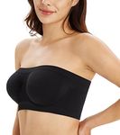 DotVol Women's Seamless Bandeau Bra Unpadded Underwire Strapless Bralette Tube Top Bra(XL, Black)