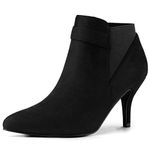 Allegra K Women's Pointed Toe Stiletto Heels Black Chelsea Ankle Booties - 9 M US