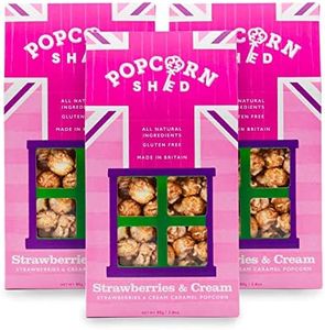 Popcorn Shed Strawberries & Cream Gourmet Popcorn Sheds, 3 x 80g Gift Boxes, Gluten Free, Natural, Vegetarian Movie Night Snack, Pink