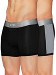 XYXX Men's Underwear Dualist IntelliSoft Antimicrobial Micro Modal Trunk Pack of 2 (Steel Grey & Black ; Black; XL)