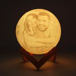 Q&K Custom 3D Moon Lamp, Personalized Moon Lamp with Photo Picture & Text, 16 Colors LED 3D Print Moon Light Lamps with Stand Touch Control, Home Decorative Christmas Wedding Anniversary Memory Gift