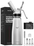 Professional Aluminum Whipped Cream Dispenser 500ml / 1 Pint, Leak-Proof Cream Whipper with 3 Decorating Tips, Food-Grade Tested, Easy Clean, N2O Chargers Compatible (Not Included)