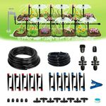 AWOWZ Drip Irrigation Kit, 95FT Greenhouse Micro Irrigation System with 1/2'' 1/4'' Tubing Hose and Nozzle Emitters with Lock, Adjustable Garden Watering System for Raised Garden Bed, Yard, Lawn