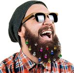 16pc Beard Ornaments Christmas Beard Bells Santa Claus Beard Clip, 12 Colors of Bulbs and 4 Vibrant Ring Bells