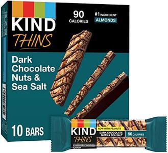 KIND THINS Dark Chocolate Nuts & Sea Salt Bars (Now with Peanuts), Gluten Free, 4g Sugar, 0.74 oz bars, 10 count