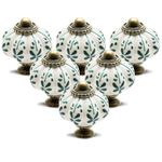 Seimneire 12pcs Ivory Pumpkin Knobs, Vintage Ceramic Cabinet Knobs, Dresser Knobs Drawer Knobs Door Knobs Drawer Pulls Dresser Handles with Mounting Screws - Leaf Pattern