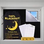 FEQO Portable Window Blackout Curtain Shade 157"x 59" Blackout Blind Temporary Blackout Shade Travel Window Cover Stick on Black Out Blind Dark Shade for Bedroom Drawing Room Nursery Travel