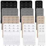 WD&CD 12 Pcs Bra Extenders, 4 Hooks / 3 Hooks / 2 Hooks Black White Beige Grey Strap Clips for Women