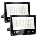 2 Pack 200W Led Flood Light, SOLLA 16000lm 3000K Warm White Exterior Flood Lighting, Outdoor Indoor Flood Light Fixture Landscape Security Floodlight Spotlight for Yard, Garden, Garage, Rooftop