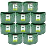 MIPATEX Terrace Gardening Plant Grow Bags for Leafy Vegetables 9in x 6in, Flower Growing Home Outdoor Planter Container Pots (Olive Green, Pack of 10)