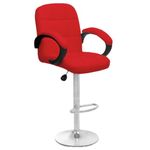 Redefine Jax Swivel High Counter Bar Stool With Armrest &Square Back Leather Cushion, Height Adjustable Bar Chair Suitable For Kitchen| Music| Food Court| Dining |Cafeteria (Red, 35 Cm)