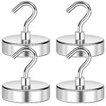 LOVIMAG Heavy Duty Magnetic Hook, 150LBS Strong Neodymium Magnet Hooks, Magnetic Hooks Cruise for Refrigerator, Hanging, Grill, Kitchen, Locker, Metal Door, Toolbox - 4 Pack