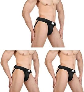JOCKLAND 3 Pack Men's Jock Strap, Wide Band Mesh Male Underwear Jockstraps Athletic Supporter for Gym Vasectomy