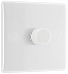 BG Electrical 881P-01 Single Round Push Button Intelligent Dimmer Light Switch, White Moulded, Round Edge, 2-Way, 8.6 cm*4.5 cm*8.6 cm