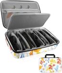 ANZOME Travel Sunglasses Organizer Case with 6 Adjustable Slots, Sunglasses Storage Bag for Multiple Pairs, Trendy Floral Design Portable Eyewear Box for Men Women