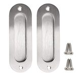 Bestgle 2 Pack Oval Flush Door Pull Handles Handles, Stainless Steel Recessed Finger Pulls Hidden Handle for Sliding Doors Cabinets Drawers - 120 x 40 x 14mm