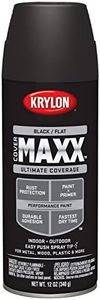 Krylon K09147000 COVERMAXX Spray Paint, Flat Black, 12 Ounce