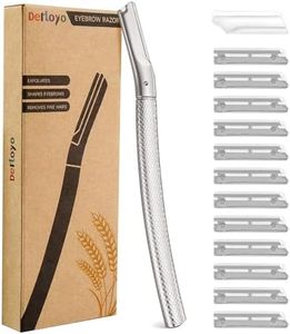 Eyebrow Razor and Face Razor for Women, Reusable Metal Handle with 12 Refill Blades and Protective Silicone Cap, Eyebrow Hair Trimmer - Silver