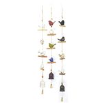 Deco 79 Ceramic Bird Windchime with Bells, Set of 3 5" W, 46" H, White