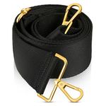 Wide Handbags Bag Strap Replacement Shoulder Luggage Straps Solid Color Crossbody Straps Adjustable Purse Strap with Gold Hardware Luggage Strap for Men Women (Black, 1.97 Inch)