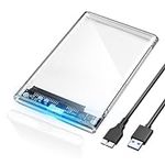 POSUGEAR 2.5'' External Hard Drive Enclosure USB 3.0 to SATA III Tool Free Clear External Hard Drive Case for 7mm/9.5mm 2.5 inch SSD HDD with UASP, Compatible with WD Toshiba Samsung PS4 Xbox PC TV