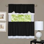 Achim Home Furnishings Darcy Window Curtain Tier and Valance Set 58x24/58x14, Black and White