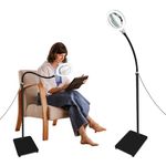 Delixike Magnifying Glass with Light and Stand, Magnifying Lamp with Flexible Gooseneck,Dimmable Magnifier with 54pcs LED Light for Seniors Reading Craft Close Work