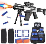 EagleStoneToy Gun for Boys,Realistic Automatic Sniper Rifle,Foam Blasters with Luminous Barrel,Tactical Vest, Bipod, 2 Clips,100 Darts, Electric Toys for Kids 8-12 Adults Gifts for Birthday Xmas