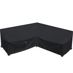 Flexiyard Heavy Duty Patio Furniture Covers, 100% Waterproof 600D Outdoor Sectional Sofa Cover, Lawn Patio Couch Cover (Midnight Black, V-Shaped-100 x 100")