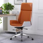 Upmarkt Drumbeat Leatherette Executive Office Chair, Manager/Boss Chair with Double Layer Backrest, Spacious Cushion Seat, Cochlear Armrest (White)