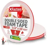 XFasten Double Sided Foam Tape for Crafts Card Making 1/4 Inch x 50 Feet 3-Pack 150ft Total Foam Tape Craft Double Sided Foam Tape Heavy Duty Double Sided Foam Mounting Tape Double Sided