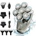 Head Shaver for Men, Upgraded 7D Rotary Head Shaver for Bald Men, IPX7 Waterproof Wet/Dry Electric Razor with LED Display, Rechargeable&Detachable Beard Grooming Kit, Type-C Charge, for Home Travel