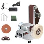 MaxAwe Mini Electric Belt Grinder Machine, 7 Speed Adjustable Bench Belt Sander, Electric Belt Sanding Polishing Machine for Turning/Plastic Polishing/Knife Edge/Wood