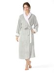 Femofit Robe for Women Flannel Fleece Lounge Bathrobe Full Length Plush Robe S~XL (L, Green)