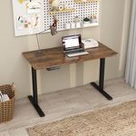 Panana Electric Standing Desk Height Adjustable Sit Stand Desk Adjustable Desk Stand Up Desk for Home Office (Brown, 140 x 60 x 73 cm)