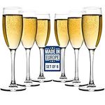 CRYSTALIA Luxury Sturdy Champagne Glasses Set of 6 Flutes Glasses 190ml 100% Lead & Cadmium Free Dishwasher Safe Wedding Flutes, Prosecco Glasses Flute, Restaurant Quality Champagne Flutes Set of 6